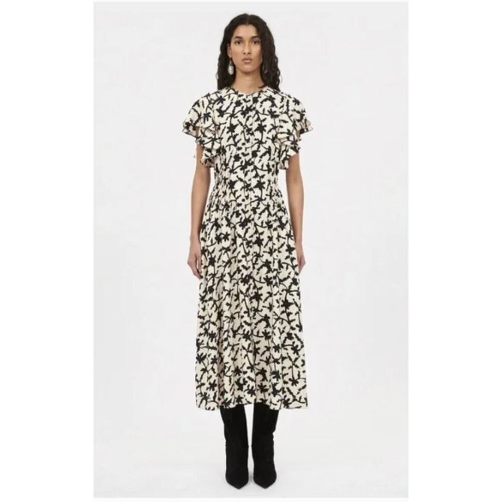 ULLA JOHNSON Sz 6 Anais Moonstone Print Midi Dress
